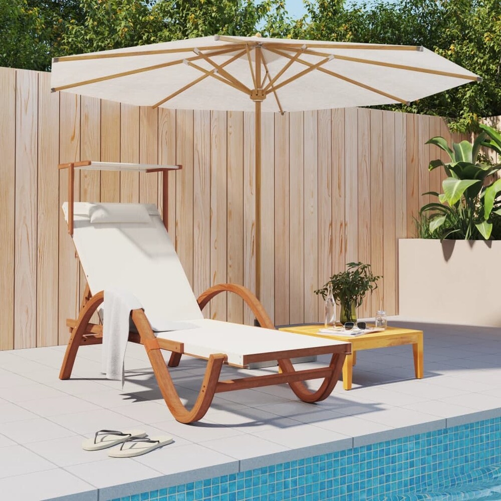 vidaXL Sun Lounger with Canopy Textilene and Solid Wood Poplar   (70.1\