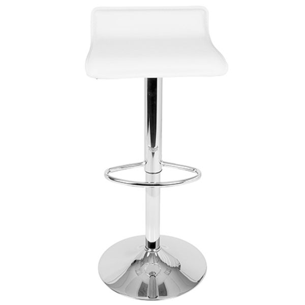 Lumisource Ale Contemporary Adjustable Barstool in White PU Leather - Set of 2 - 16