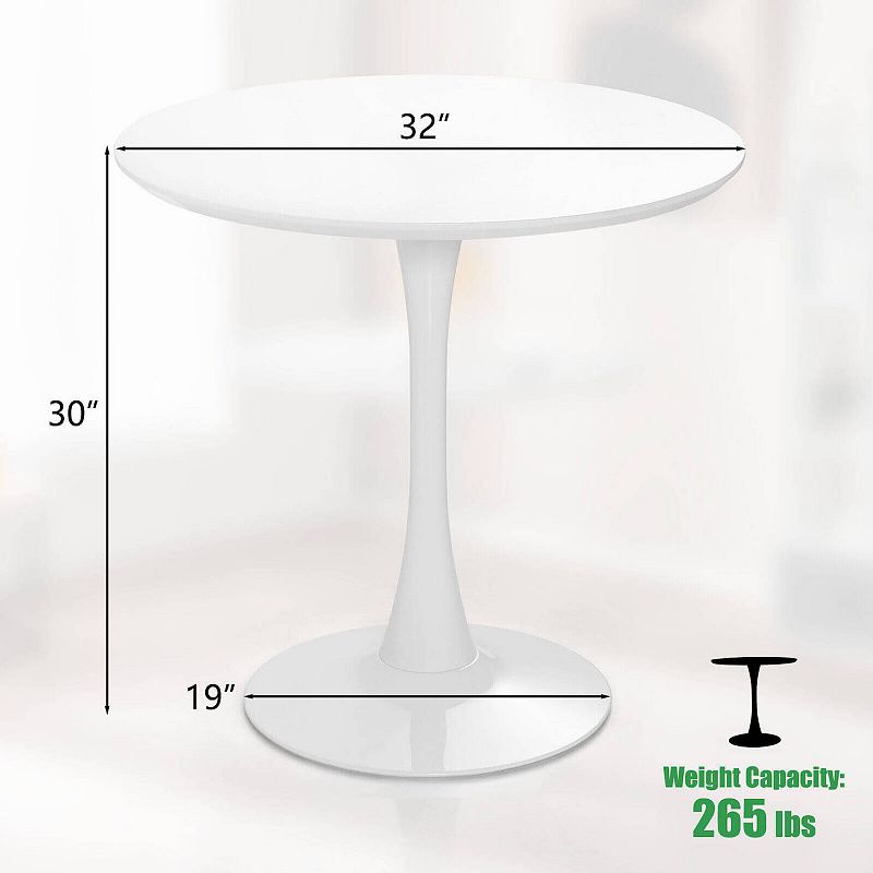 32 Inch Modern Tulip Round Dining Table with MDF Top-White