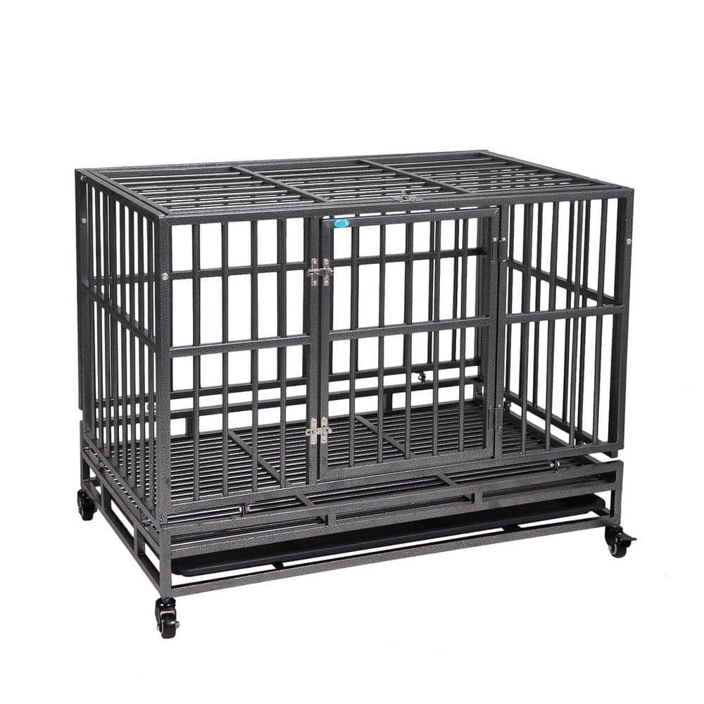 COZIWOW 3 ft. L x 2 ft. W x 2.5 ft. H Dog Crate Kennel with Tray and Wheels, Openable Top CW12L0313