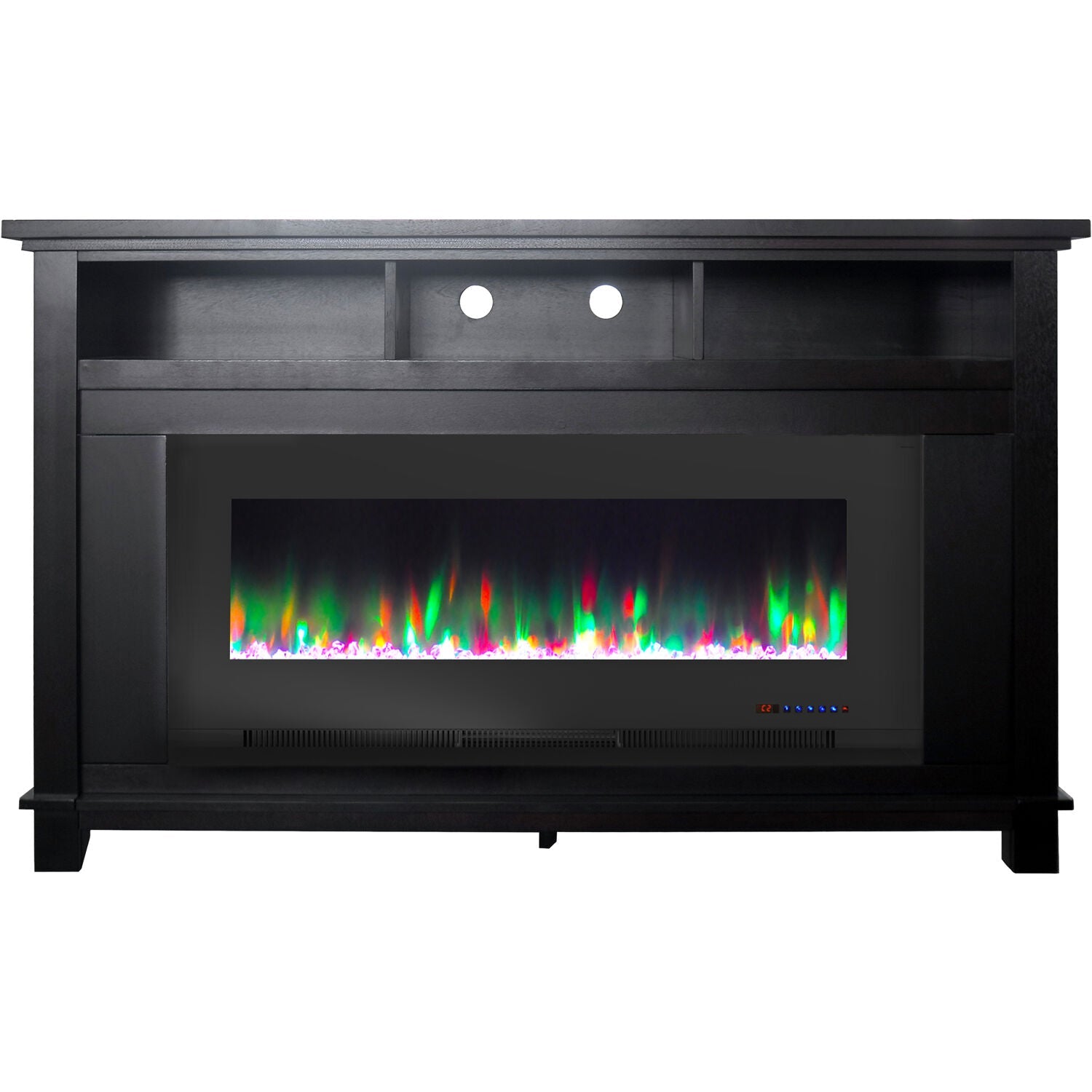 Hanover Winchester Electric Fireplace TV Stand and Color-Changing LED Heater Insert with Crystal Rock Display, Dark Coffee