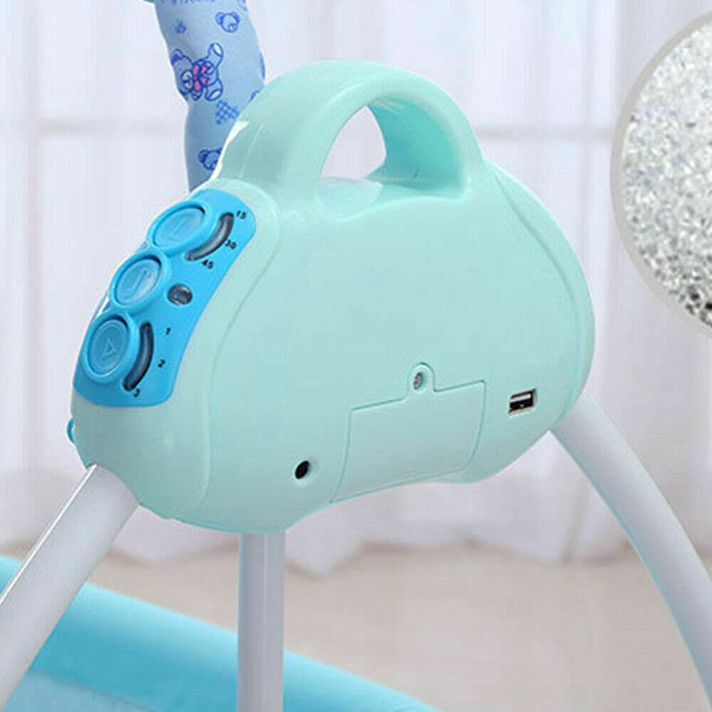 Miumaeov Electric Swing Cradle Automatic Baby Rocker Baby Bassinet Cradle with Music Function (Blue)