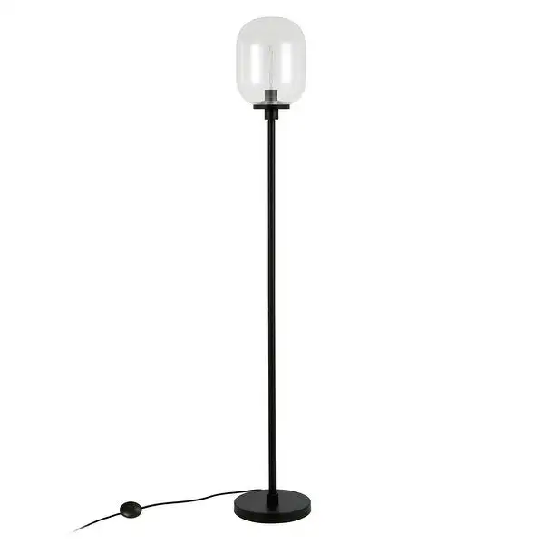 Agnolo Handmade Seeded Glass Blackened Bronze Floor Lamp