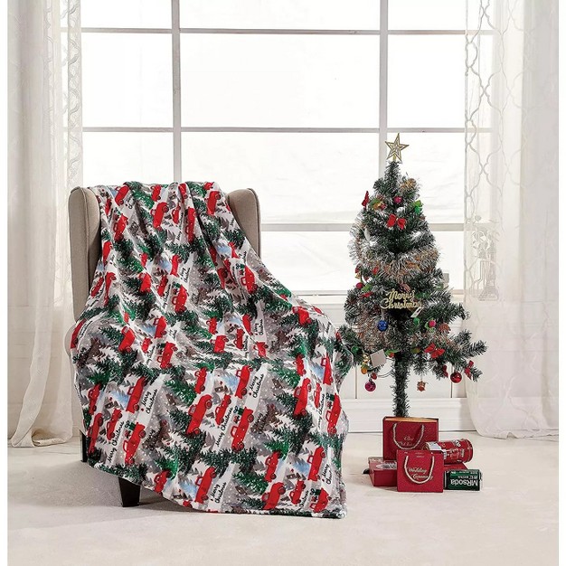 Kate Aurora Merry Christmas Red Pickup Trucks Ultra Soft amp Plush Throw Blanket 50 In W X 60 In L