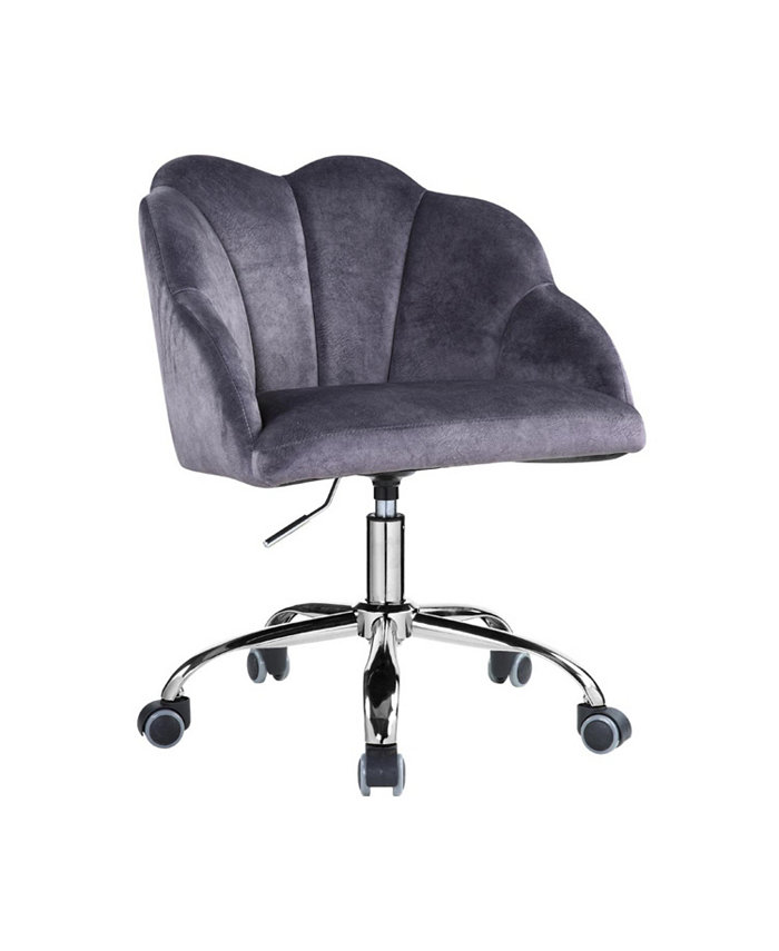 Simple Relax Velvet Office Chair in Dark Gray and Chrome