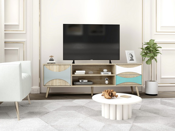 TV Stand with Storage Cabinet and Shelves  TV Cons...