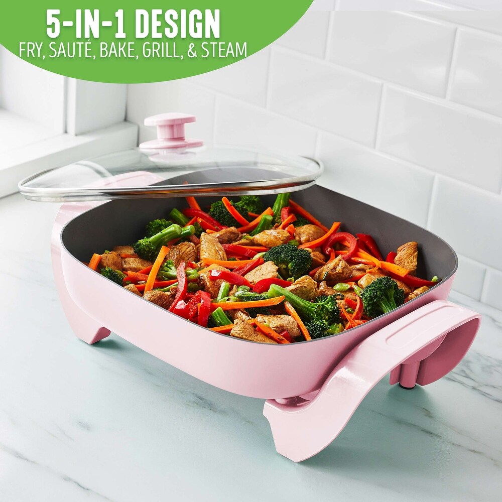 GreenLife Healthy Ceramic Nonstick 5 in 1 Electric Skillet  Black