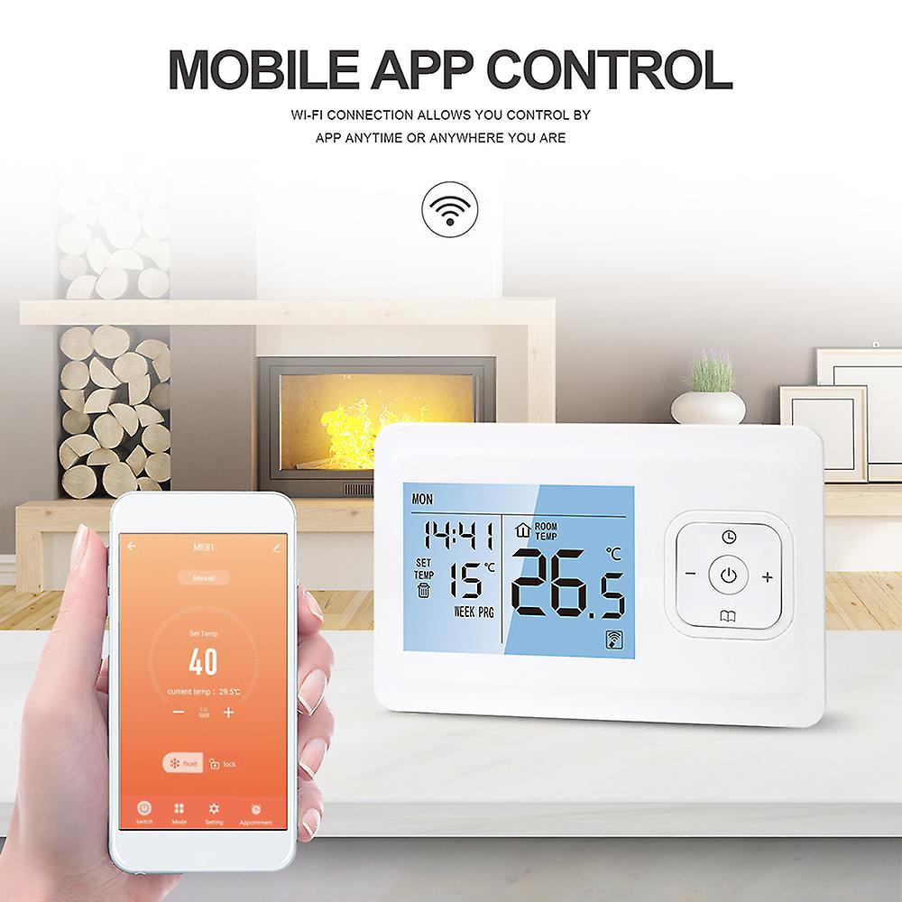 Wi-fi Smart Thermostat Wireless Programmable Thermostat With Rf Receiver Tabletop Wall-mounted Style App Control Voice Control Compatible With Alexa G