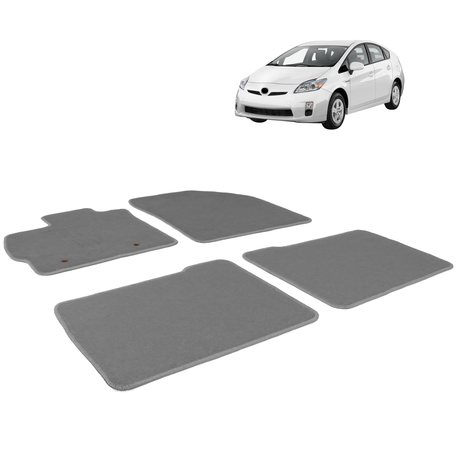 Ikon Motorsports Floor Mat Compatible With 2010-2011 Toyota Prius Factory Fitment Grey Nylon Front Rear Car Floor Mats Liner Carpets Replacement 4PC