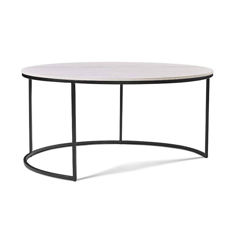 BRANDI Nest of 2 Tables 75/90cm - White Ceramic Marble