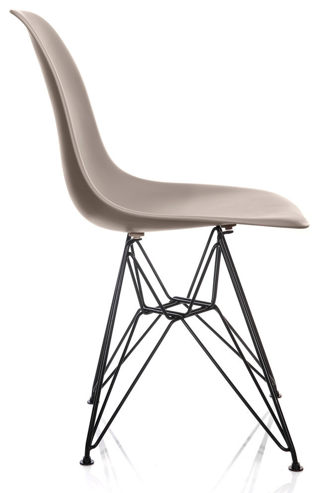 Nature Series Cream Beige DSR Mid Century Modern Dining Chair  Black Steel   Midcentury   Dining Chairs   by eModern Decor  Houzz