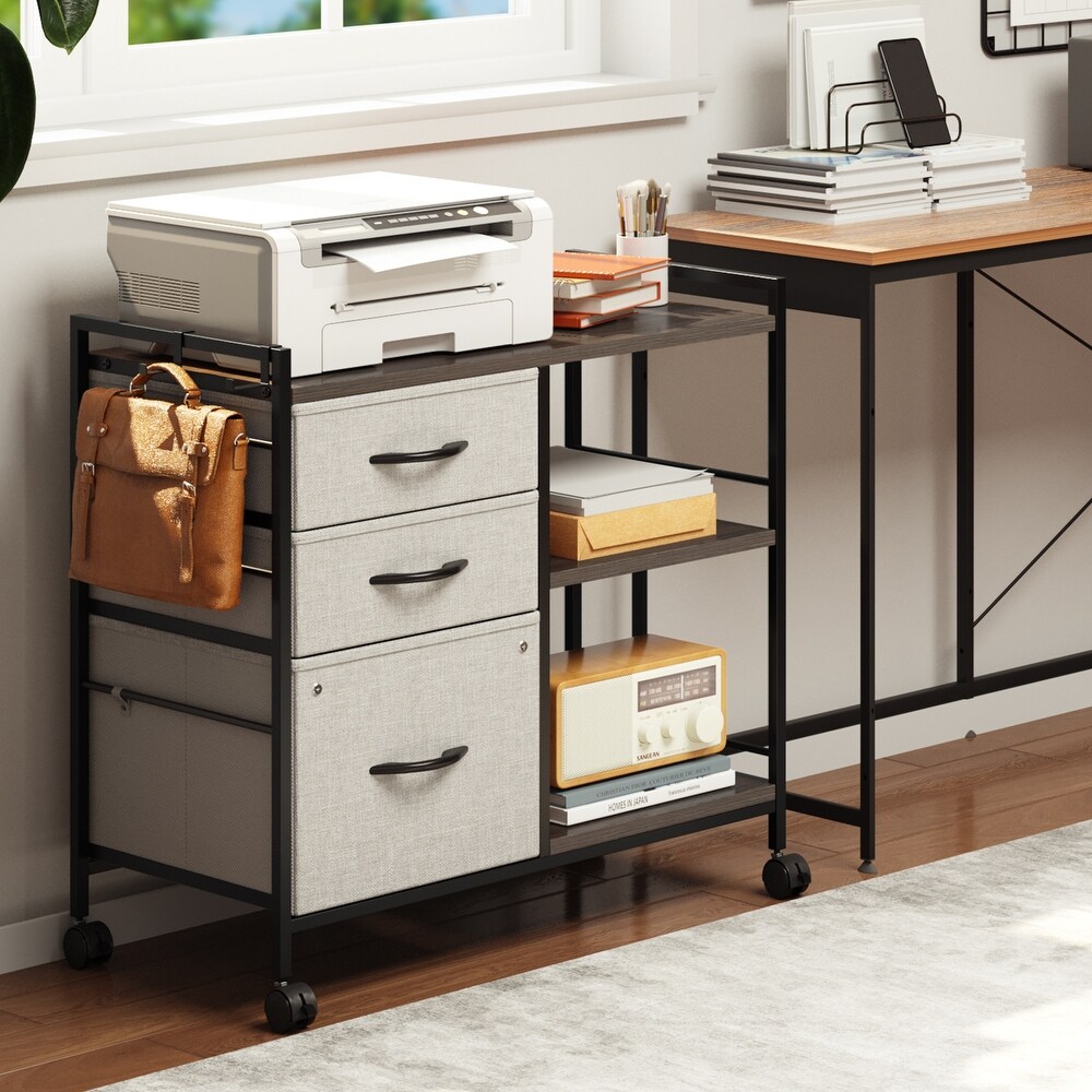 Modern 3 Drawer File Cabinet with 3 Shelves