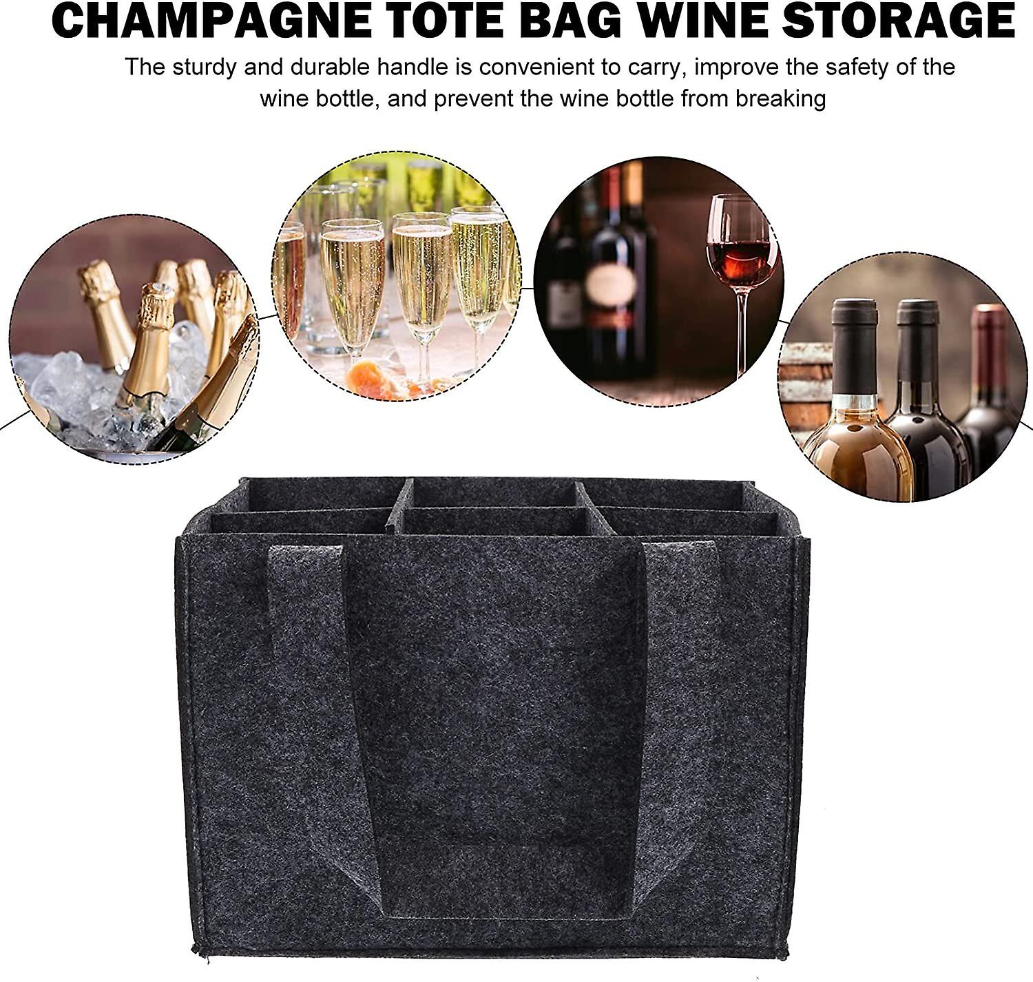 Portable Bottles Wine Felt Handbag For Picnic Dinner Party Travel Storage