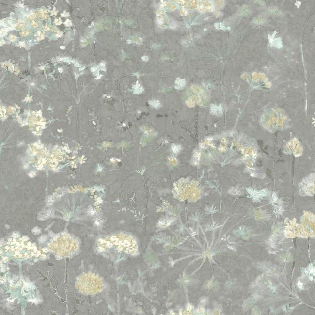 Sample Botanical Fantasy Wallpaper in Grey from the Botanical Dreams Collection