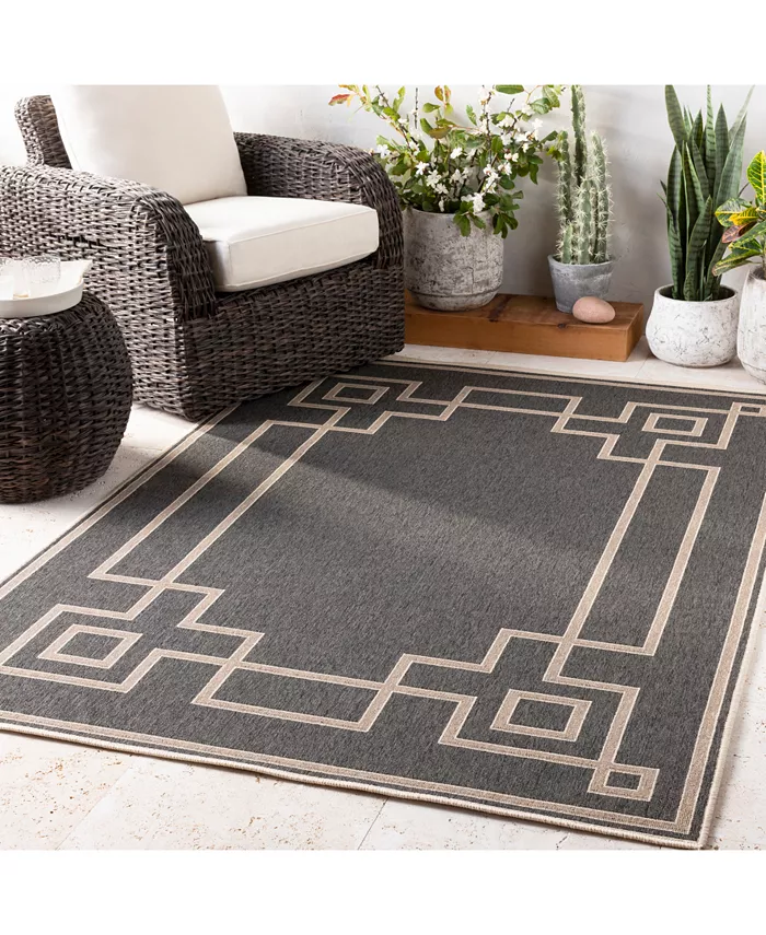 Surya Alfresco ALF-9630 Black 5'3 x 7'6 Area Rug Indoor Outdoor