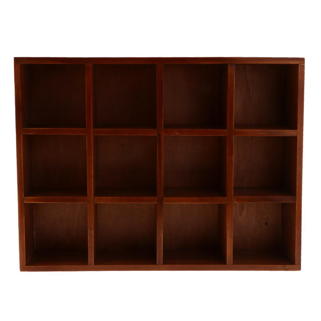 Rustic Wooden Wall Shelf Shadow Box Display rack and shelf Storage Unit DIY Decoration, 40x30x7.8cm Brown