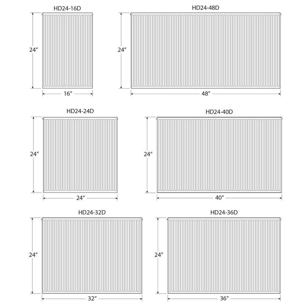 Pensotti 24 in. H x 16 in. L Hot Water Panel Radiator Package in White HD24-16D