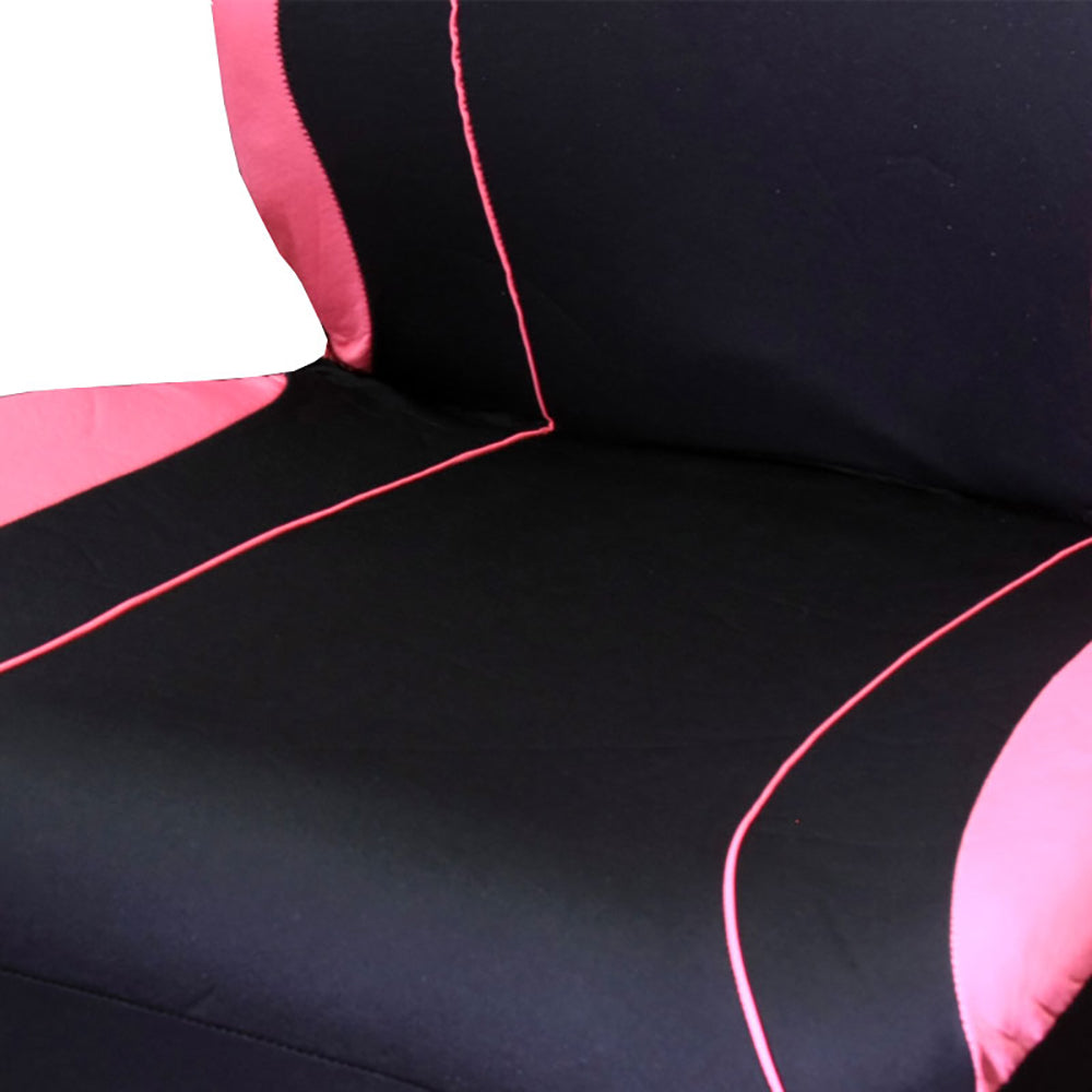 Yupbizauto Universal Size Polyester Flat Cloth Polyester Sleek Design Black and Pink Front and Rear Car Seat Covers Full Set