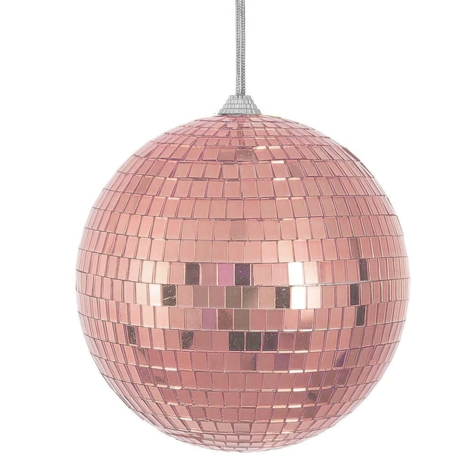 4 Pack Rose Gold Foam Disco Mirror Ball With Hanging Strings, Holiday Christmas Ornaments 6