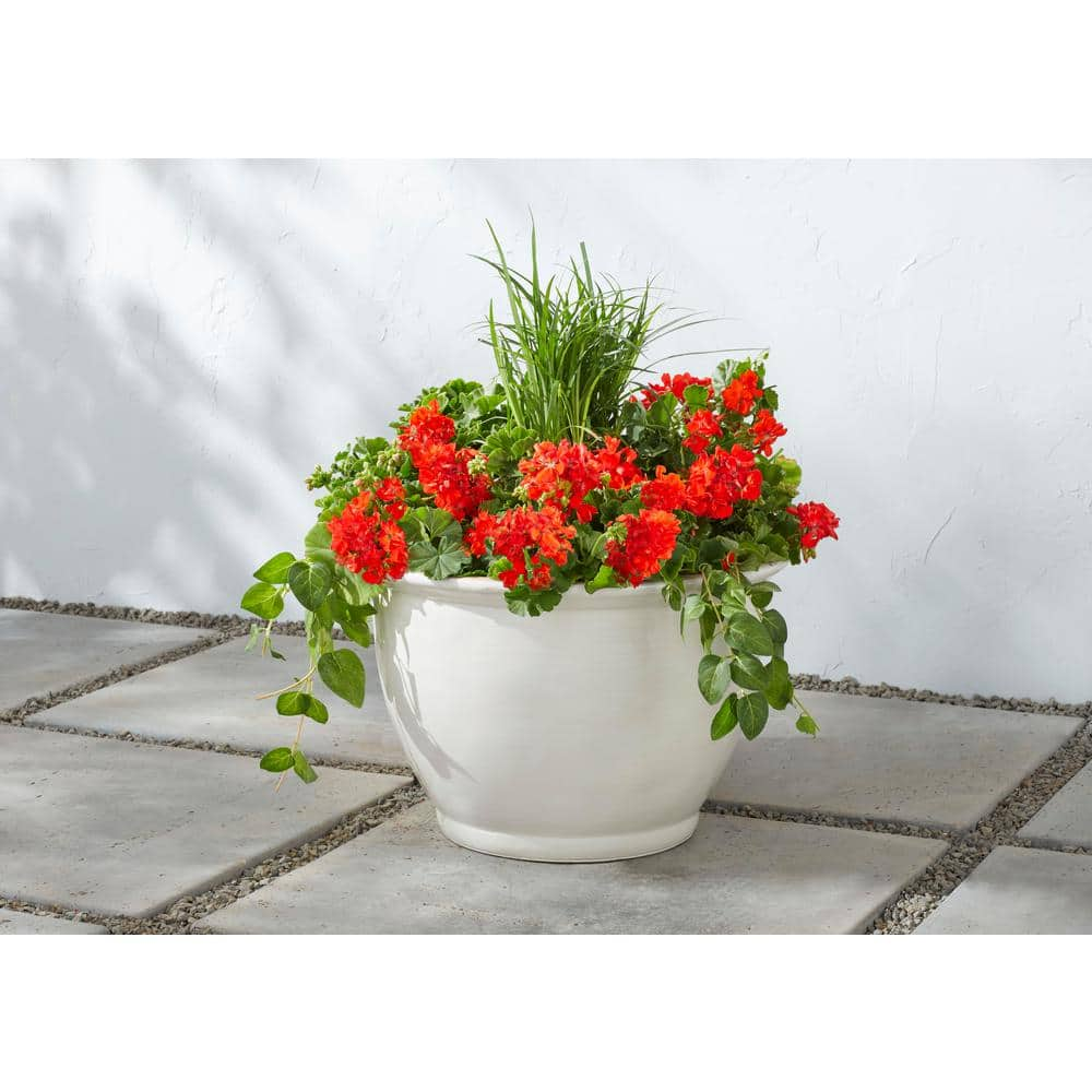 Vigoro 18.8 in. Giselle Large Chalk Resin Composite Planter (18.8 in. D x 12.4 in. H) With Drainage Hole CMX-057710