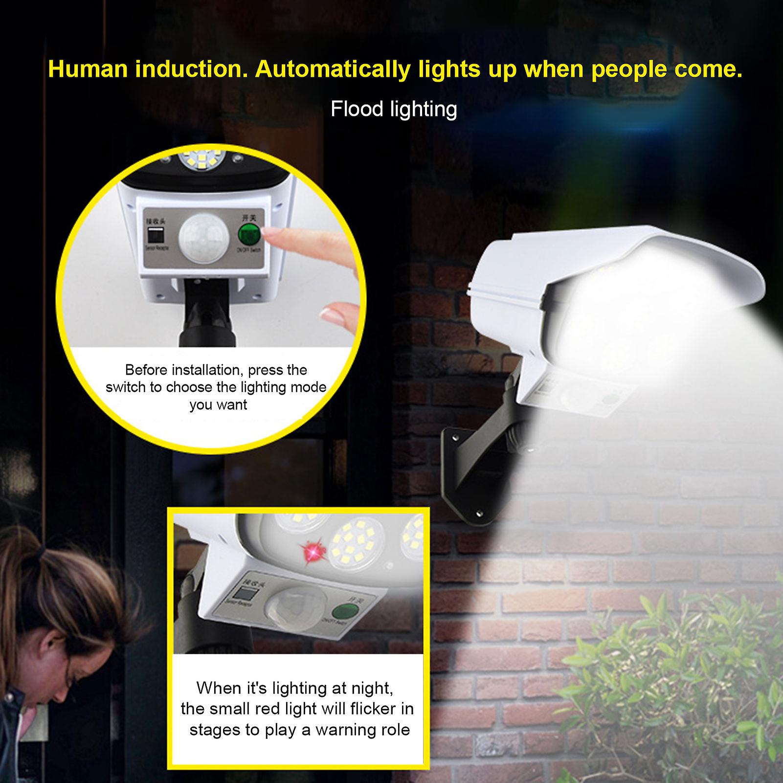 Solar Wall Lamp Simulation Monitoring Human Induction Lamp Garden Lamp 3 Lighting Modes 77 Led Ip65 No.274444