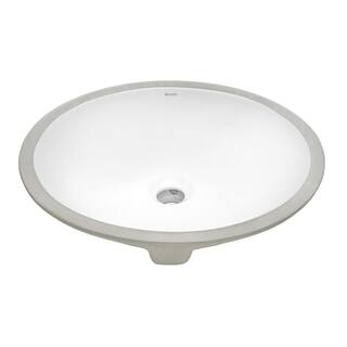 Ruvati 16 in. x 13 in. Oval Undermount Vanity Bathroom Porcelain Ceramic with Overflow in White RVB0618