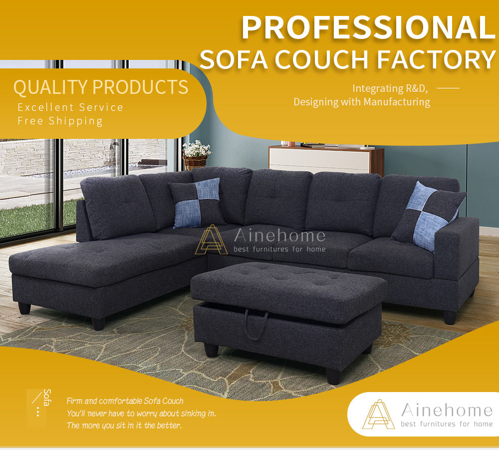 Ainehome Sectional Sofa Sectional Couch with Chaise Ottoman Sectional Sleeper Sofa Left Hand Facing