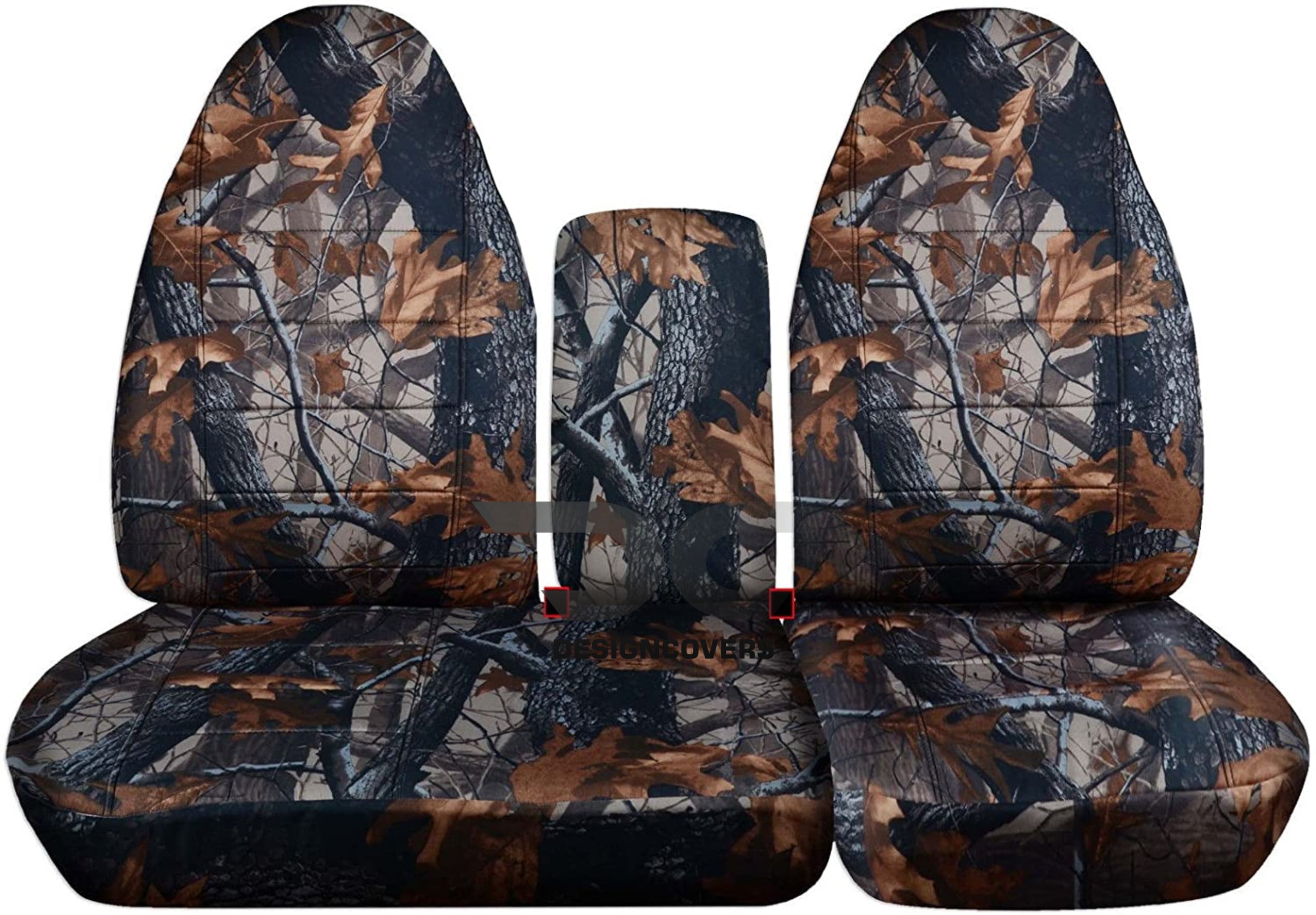 T90-Designcovers Compatible with 1997-2000 Ford F-150 Camouflage Truck Seat Covers (Front 40/60 Split Bench) with Molded Headrests，Opening Console:Camo Gray Real Tree