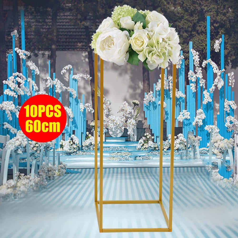 YIYIBYUS 10-Pieces Metal Gold Wedding Flower Stand Party Wedding Decoration Stand Flower Display Rack OT-ZJGJ-3722-1