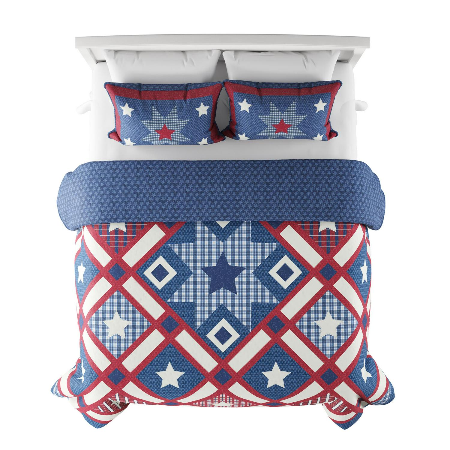 2Piece Hypoallergenic Patriotic Americana Print Quilt and Bedding Set by Somerset Home  Crowdfused