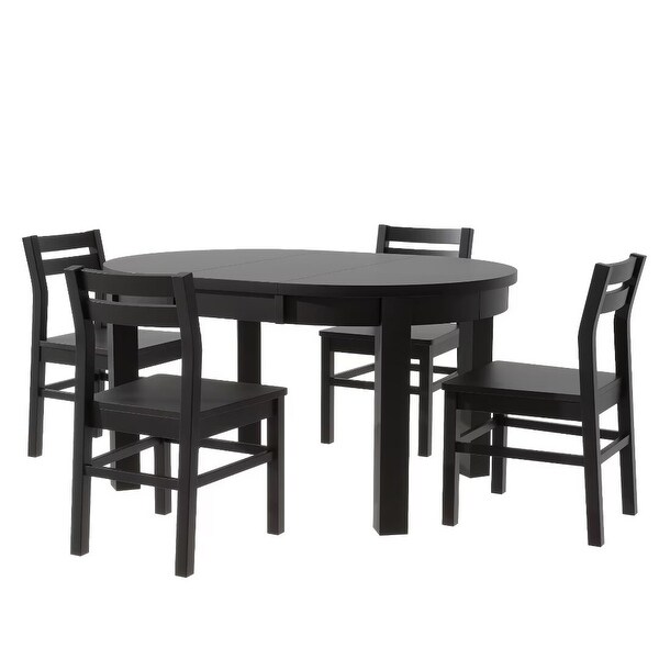 Extendable Round Dining Table Set with Storage Drawers and 4 Chairs