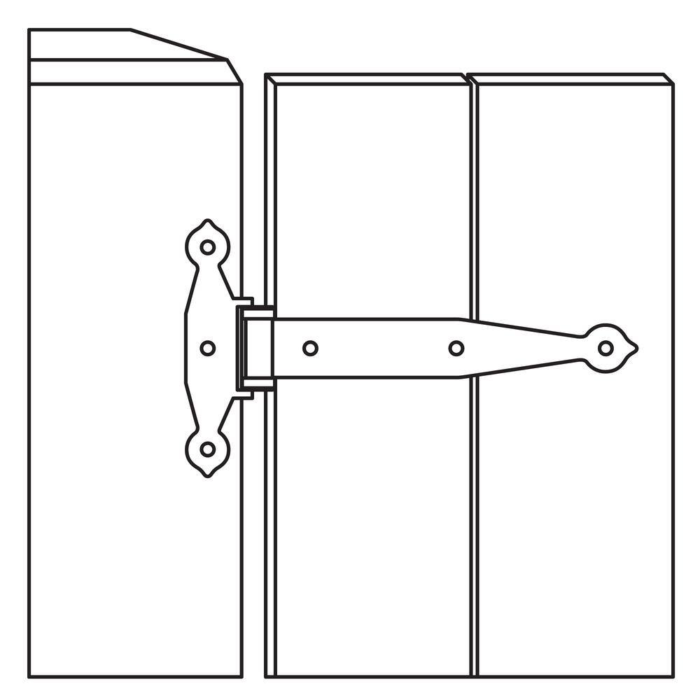 Everbilt 12 in. x 9 in.  Black Super Heavy Duty Tee Hinge 20444