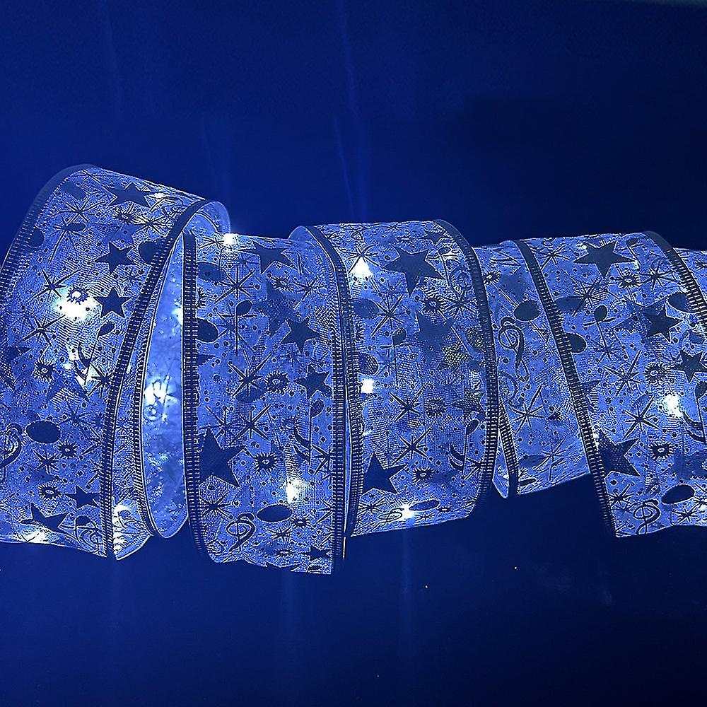 5m 50led Ribbon Christmas Tree Topper Lights Xmas Tree Top Ribbon Bows Party Diy Decoration Ornaments