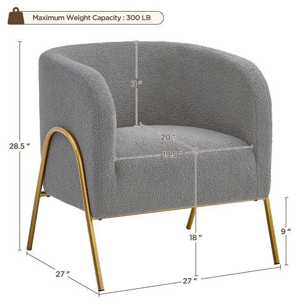 Yaheetech Contemporary Accent Armchair Boucle Barrel Accent Chair