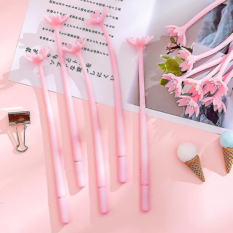 5 Pcs Gel Ink Pen Color Changing Flower Pens Tulip Cherry Blossom Rose Ballpoint Pens Writing Pens R