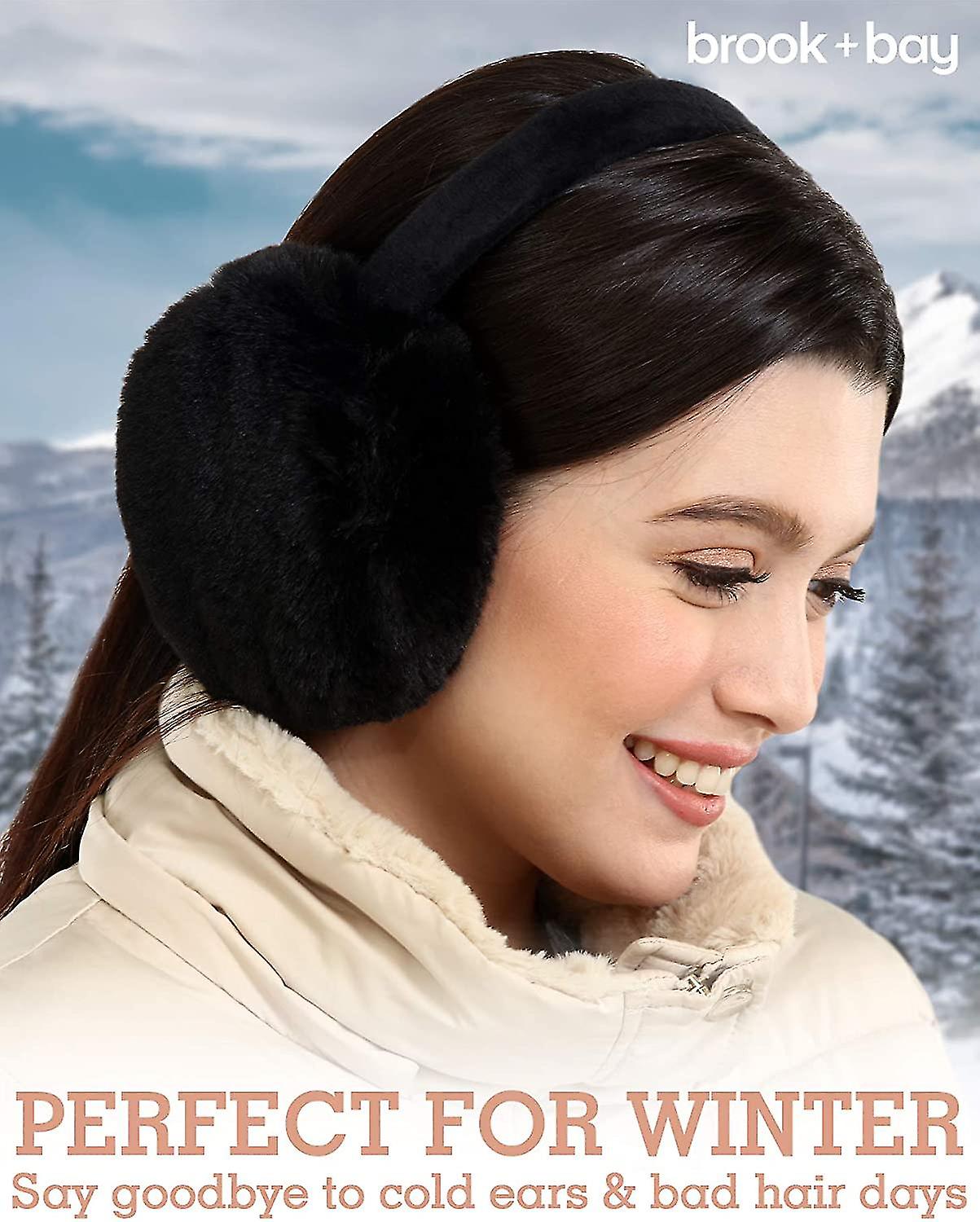 Womens Ear Muffs - Ear S/covers - Knit Furry Fleece Earmuffs