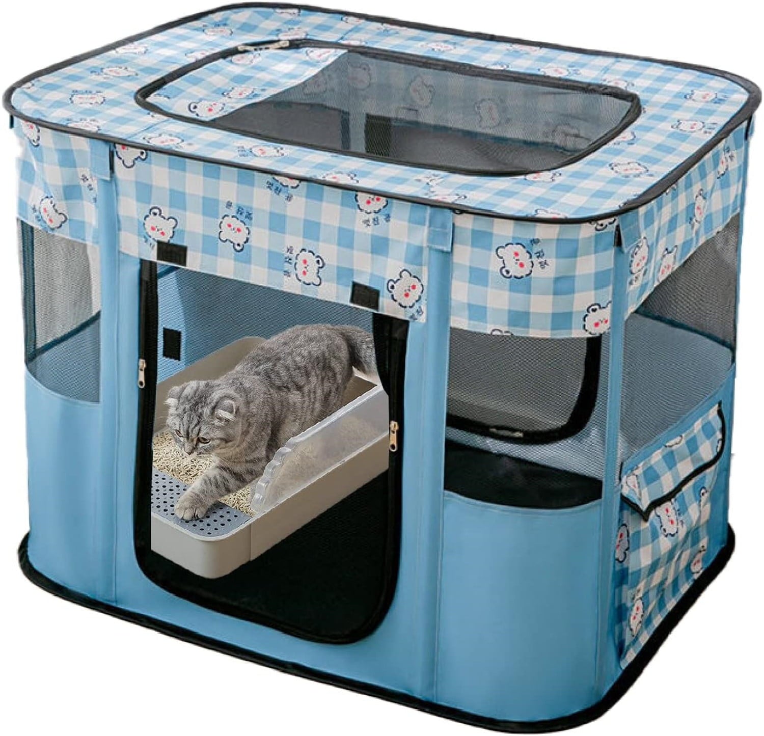 Small Animal Playpen， Waterproof Small Pet Cage Tent Portable Outdoor Exercise Yard Fence for Kitten/Cat/Rabbits/Bunny/Hamster/Guinea Pig/Chinchillas