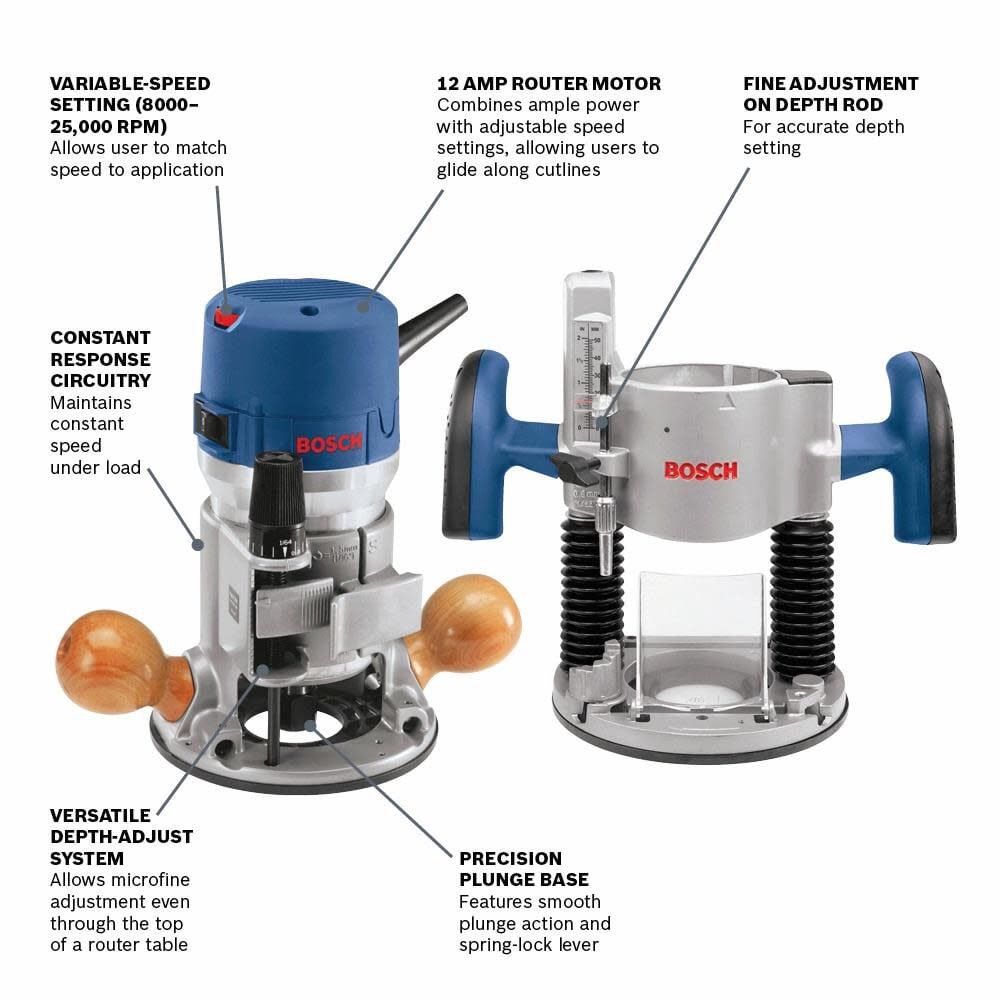 Bosch Benchtop Router Table with 2.25 HP Combination Plunge and Fixed Base Router Bundle 1617EVSPKRA1181 from Bosch