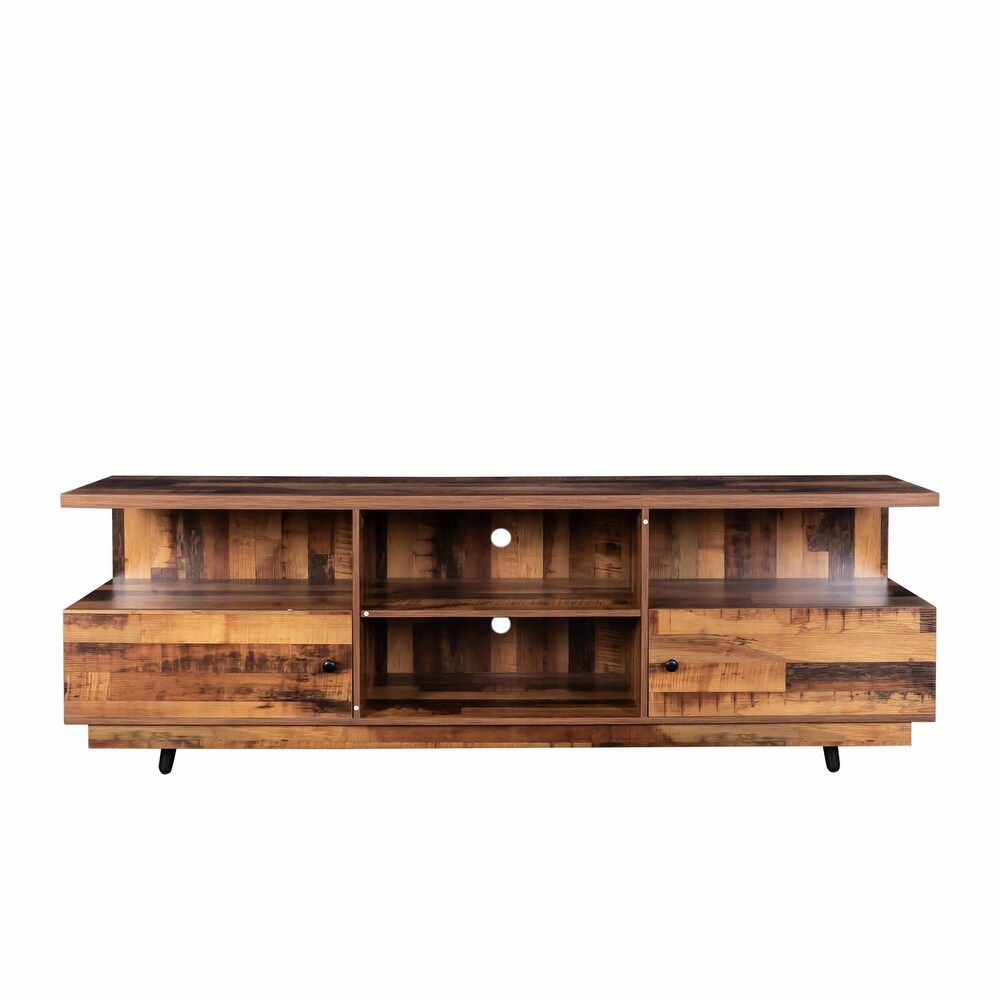 TV Stand Entertainment Centers Console Table with 2 Doors and 4 Open Shelves