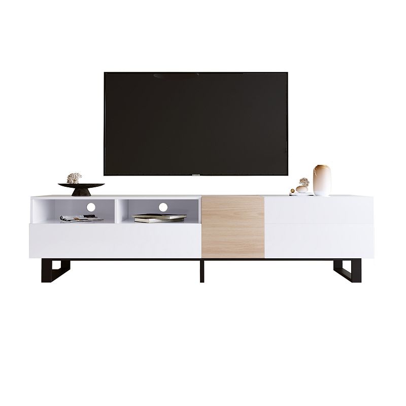 Modern TV Stand for 80'' TV with Double Storage Space， Media Console Table