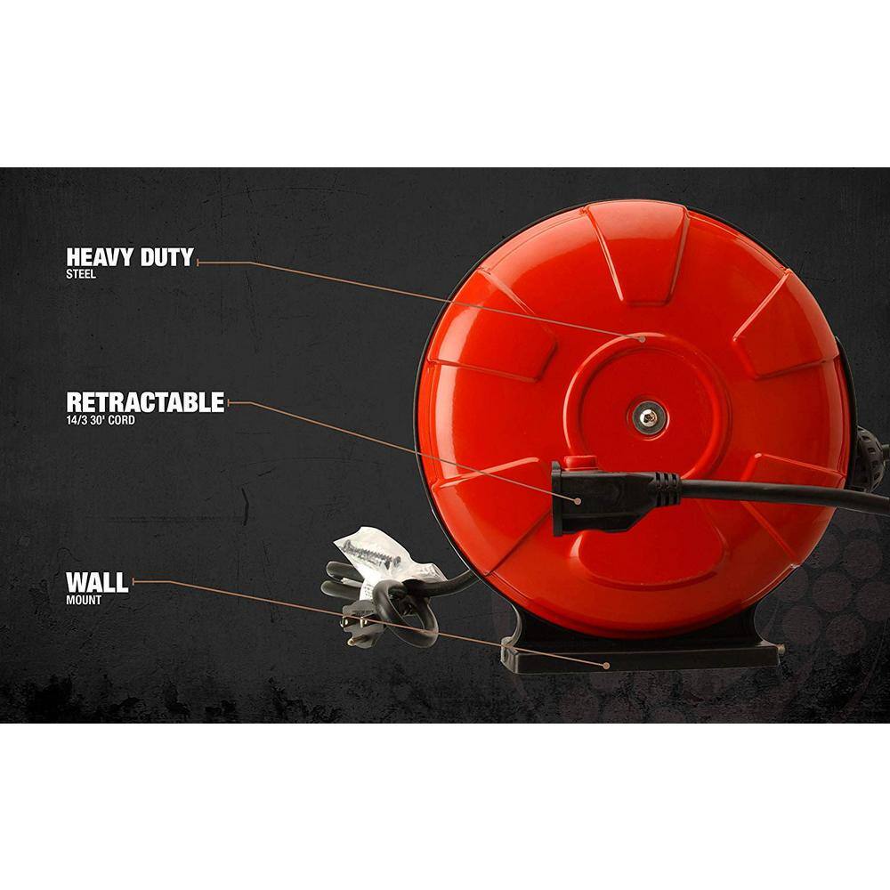 Southwire 30 ft. 143 SJTW Retractable Cord Reel with Locking Plug 48004