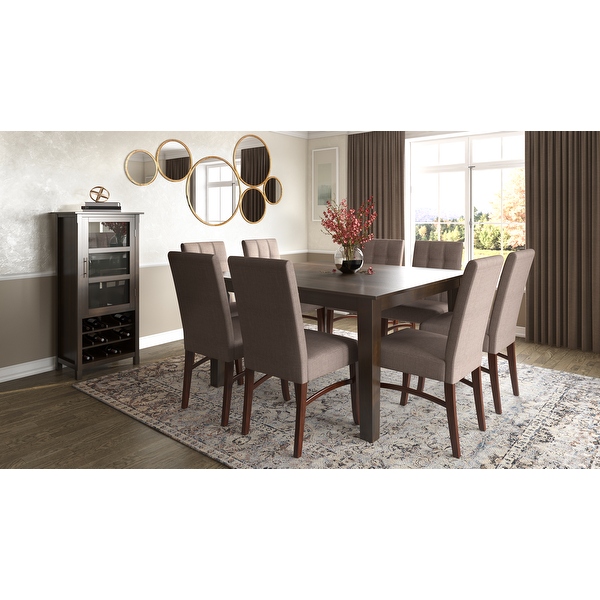 WYNDENHALL Hawthorne Contemporary 9 Pc Dining Set with 8 Upholstered Dining Chairs and 54 inch Wide Table