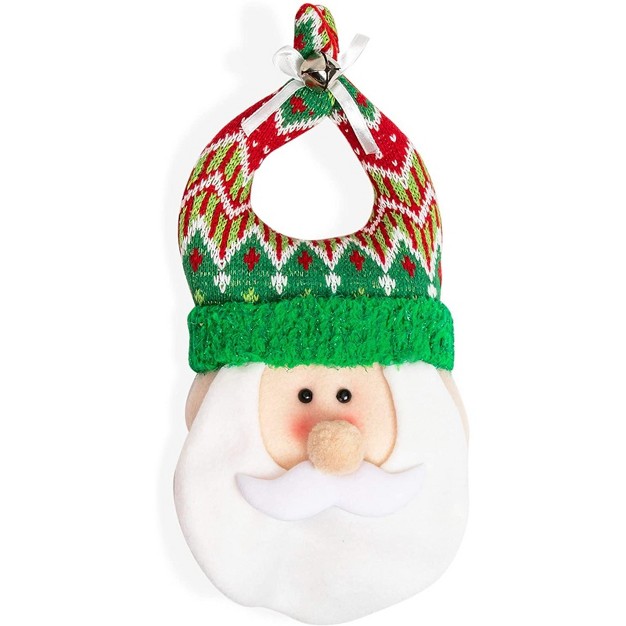 Juvale 2 Pack Snowman And Santa Claus Door Hangers For Christmas Holiday Decorations 7 X 12 In