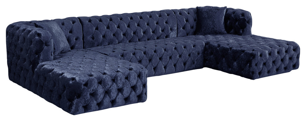 Coco Velvet Upholstered 3 Piece Sectional   Contemporary   Sectional Sofas   by Meridian Furniture  Houzz