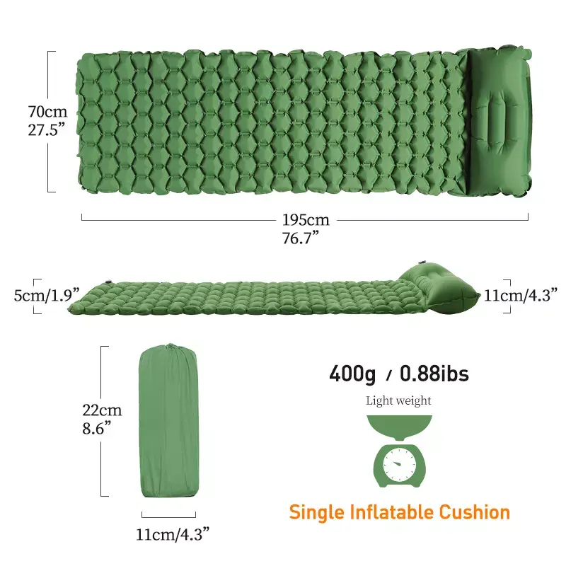 Outdoor Wholesale Self Inflating Double Tent Sleeping Pad with Attached Pillow Customised Waterproof OEM Customized  Camping