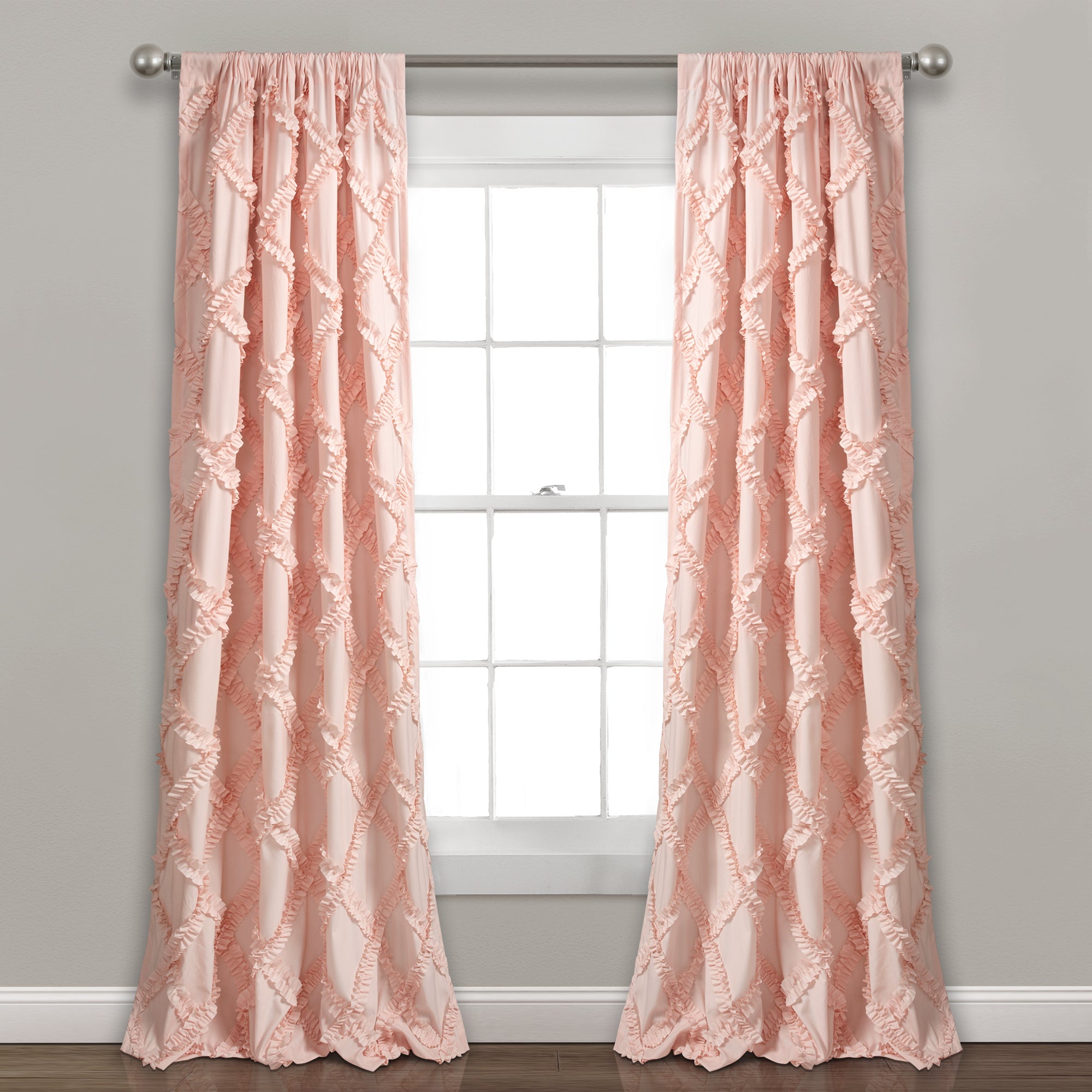 Ruffle Diamond Window Curtain Set