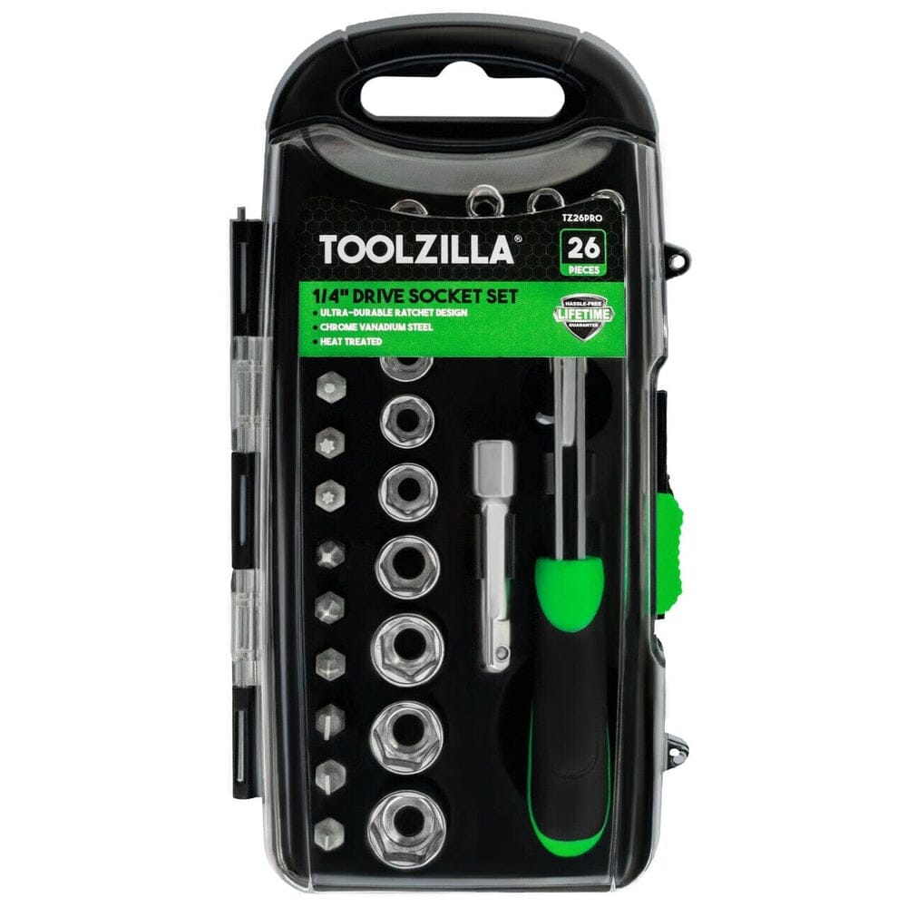 TOOLZILLA 26 Piece 1/4 Inch Drive Socket Set