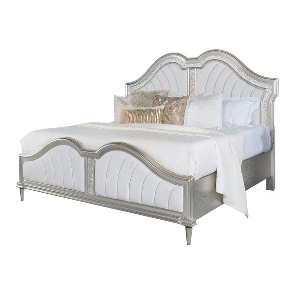 Katerina Ivory and Silver Oak 4-piece Upholstered Platform Bedroom Set - - 36964692