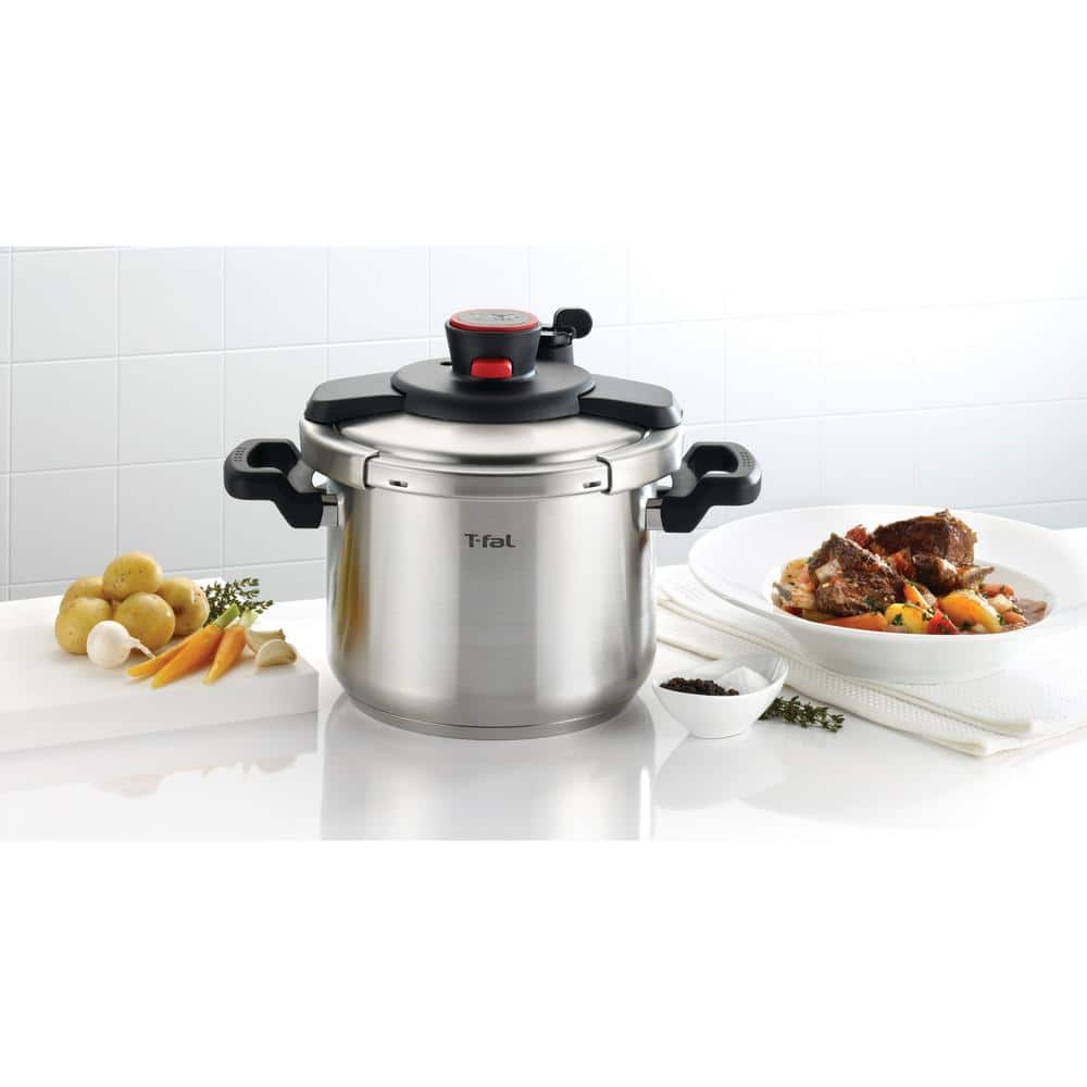 T-fal 8 qt. Stainless Steel Stove Top Pressure Cooker with Steam Basket P4500936