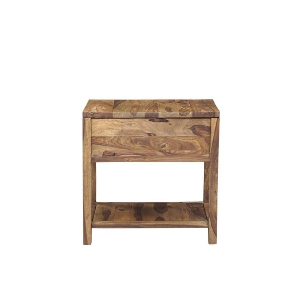 Wanderloot Urban Mid-Century Modern Sheesham Wood End Table With Drawer - 24